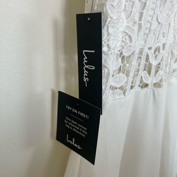 Lulu’s Elora White Lace Skater Mini Dress Size Small - Picture 9 of 12